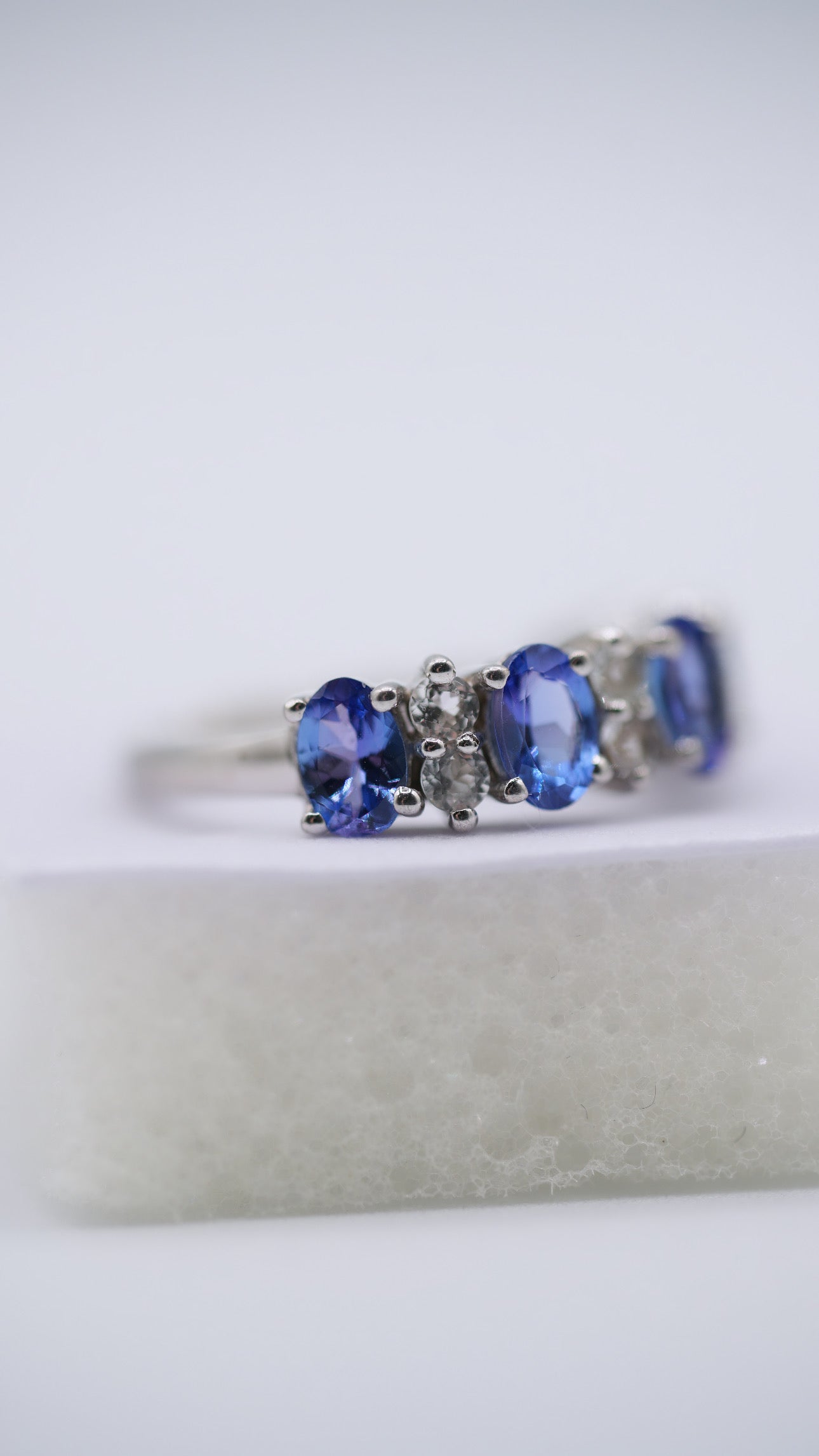 Sapphire & White Topaz Silver Ring