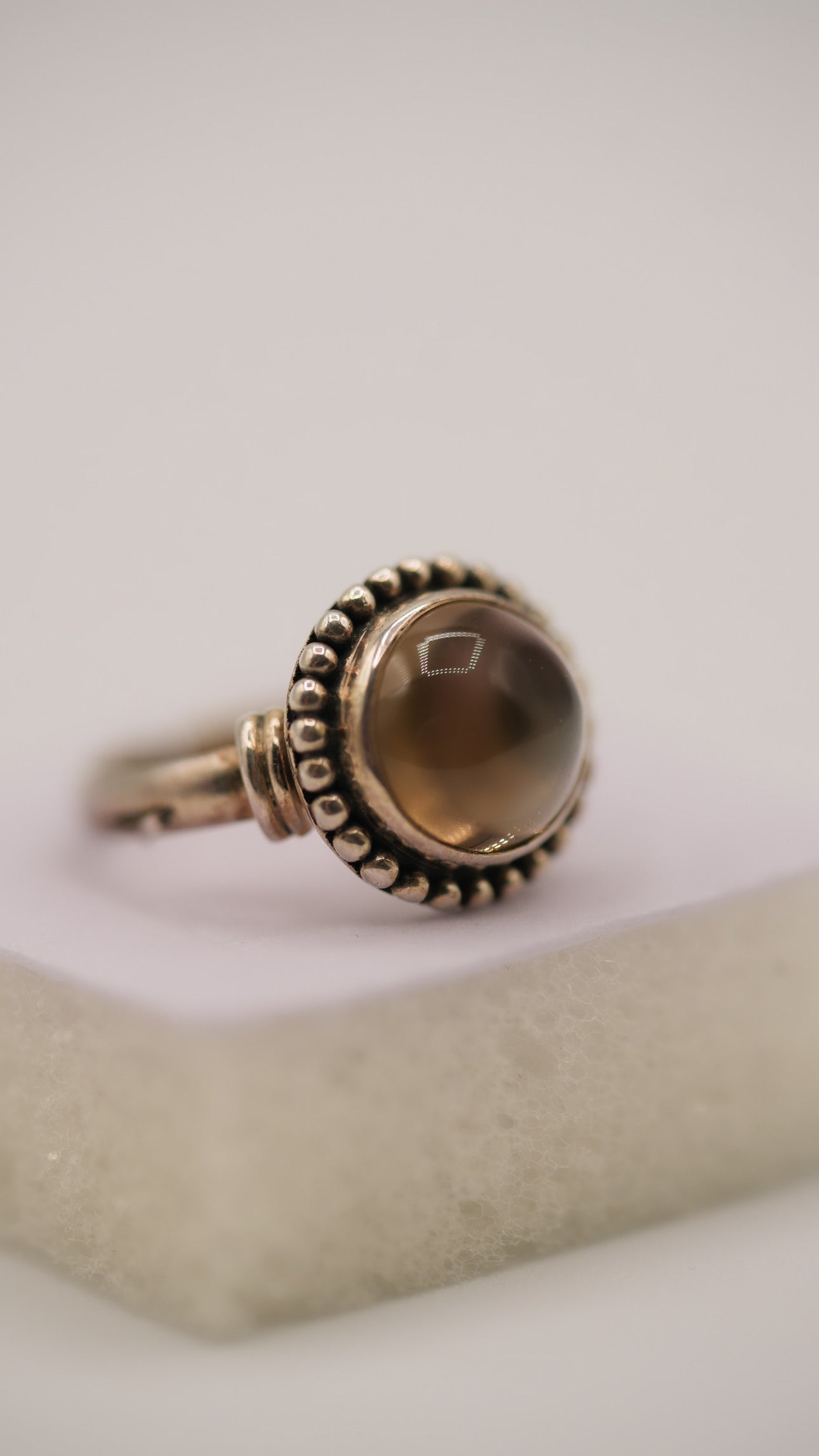 Smokey Quartz Silver Ring