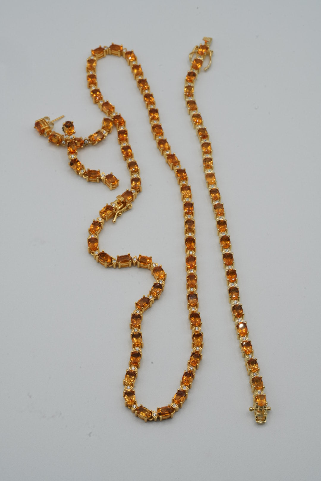 Citrine and White Topaz Silver Tennis Set