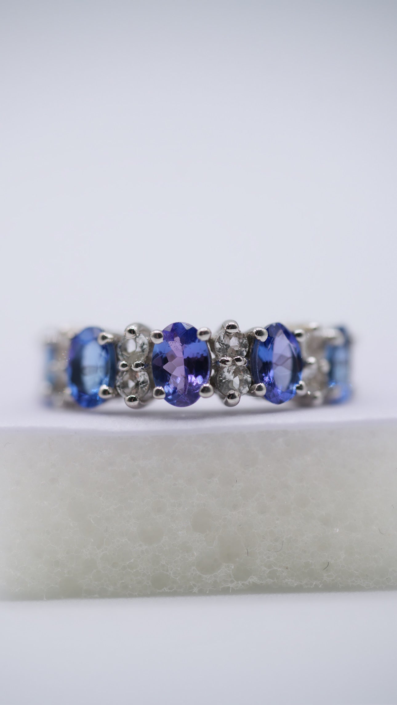 Sapphire & White Topaz Silver Ring