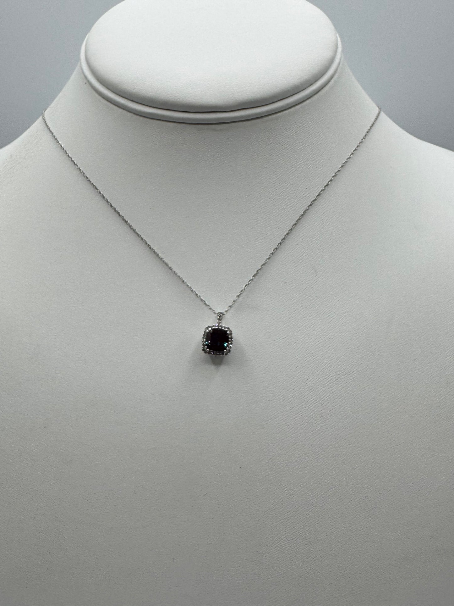 10k White cr Alexandrite Pendant w/ Chain
