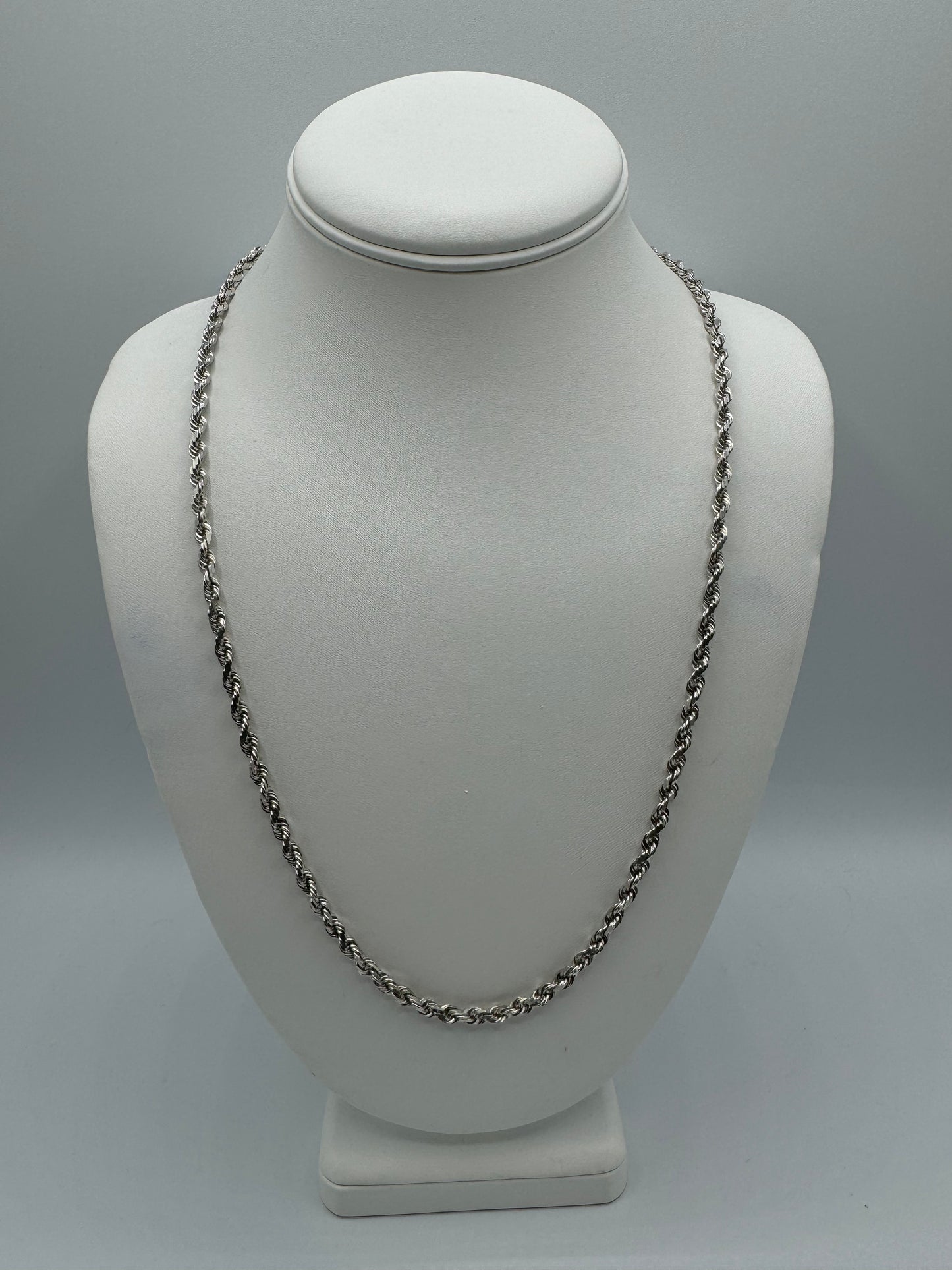 24” 4mm 10k White Gold Rope Preowned