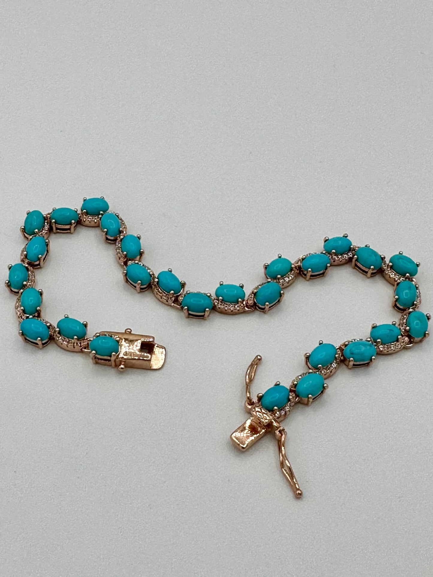 Turquoise and White Topaz Silver Bracelet from Mumbai