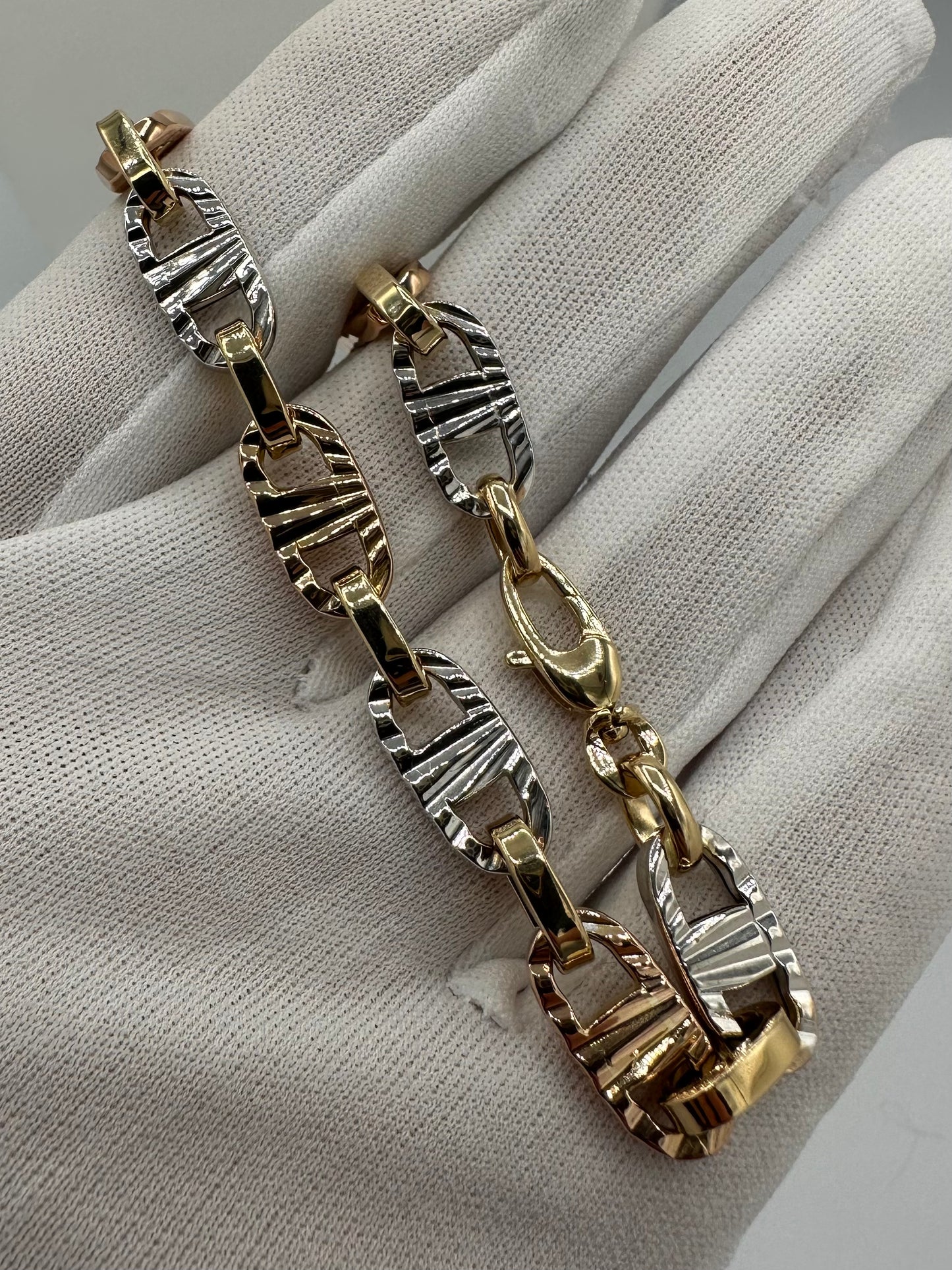 7.5” 7.7mm 14k Italian Unique Mariner Bracelet