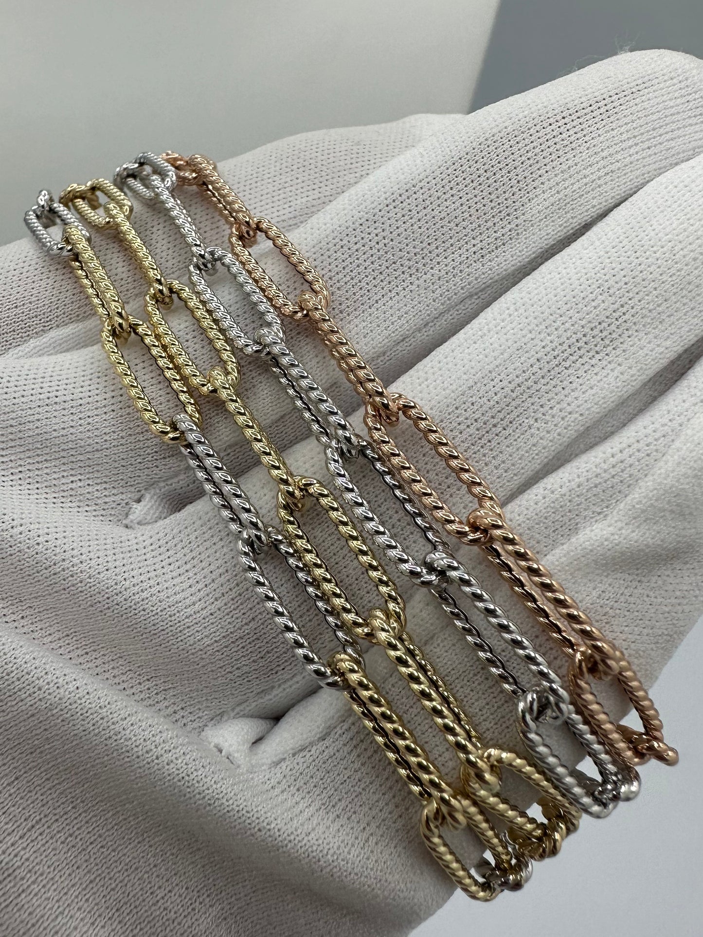 7.5” 5.3mm 14k Italian Textured Paperclip Bracelet