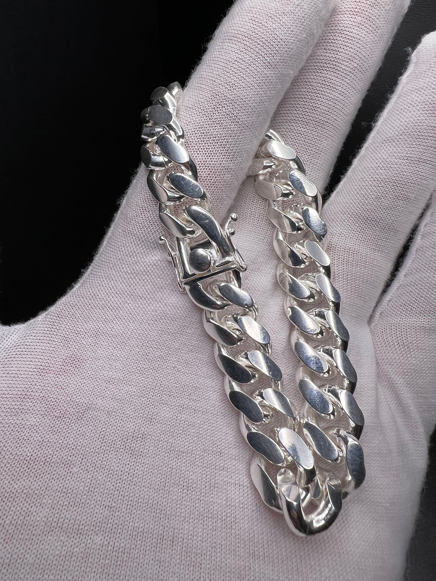 8” 12mm Silver Cuban Bracelet