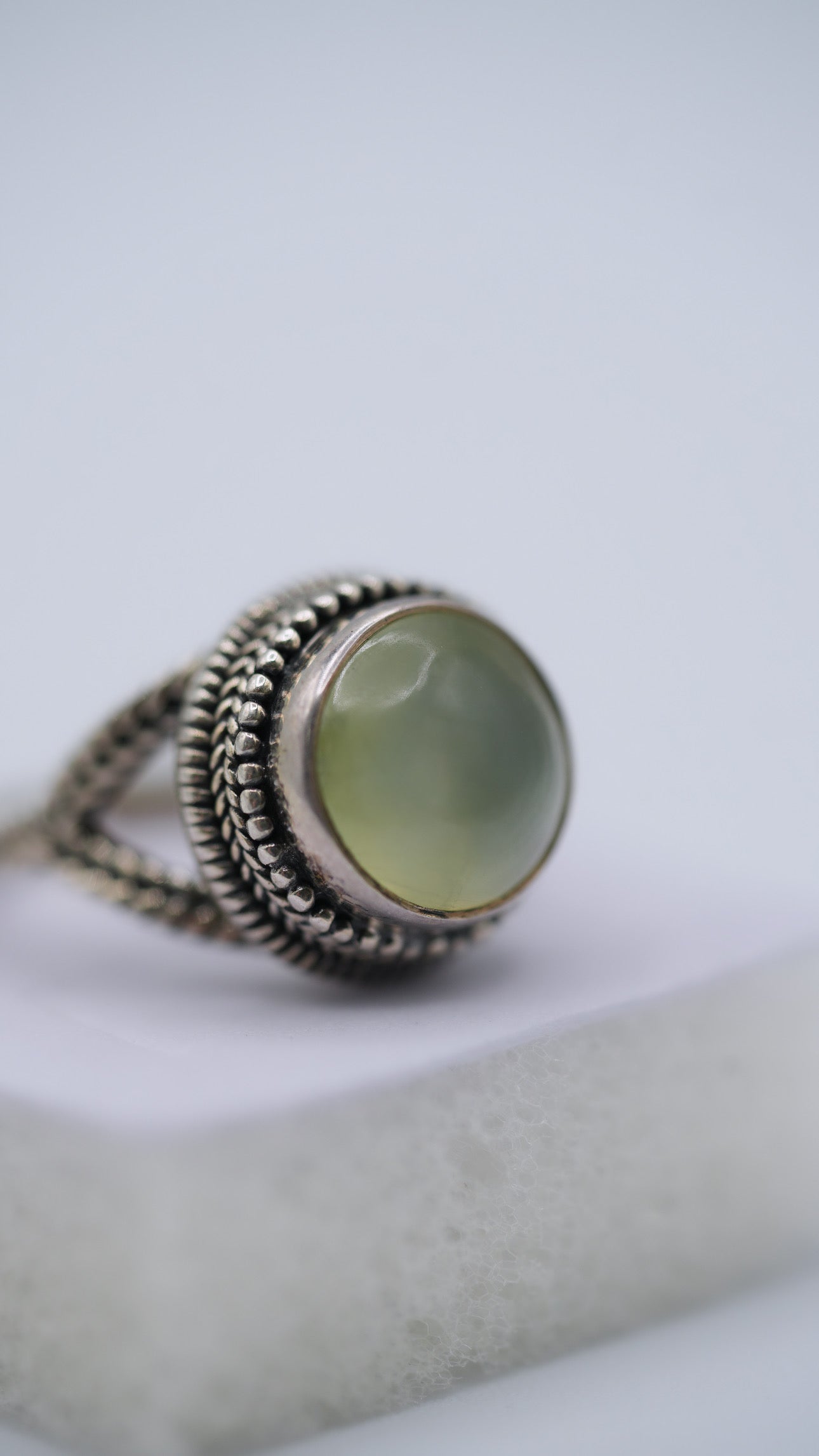 Green Phrenite Silver Ring