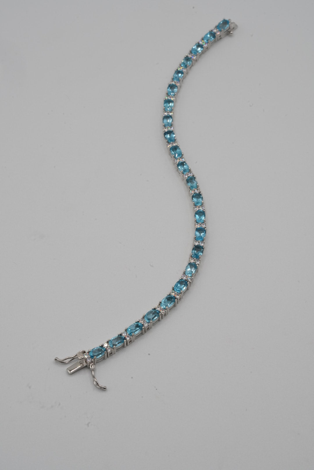 Blue & White Topaz Silver Tennis Bracelet