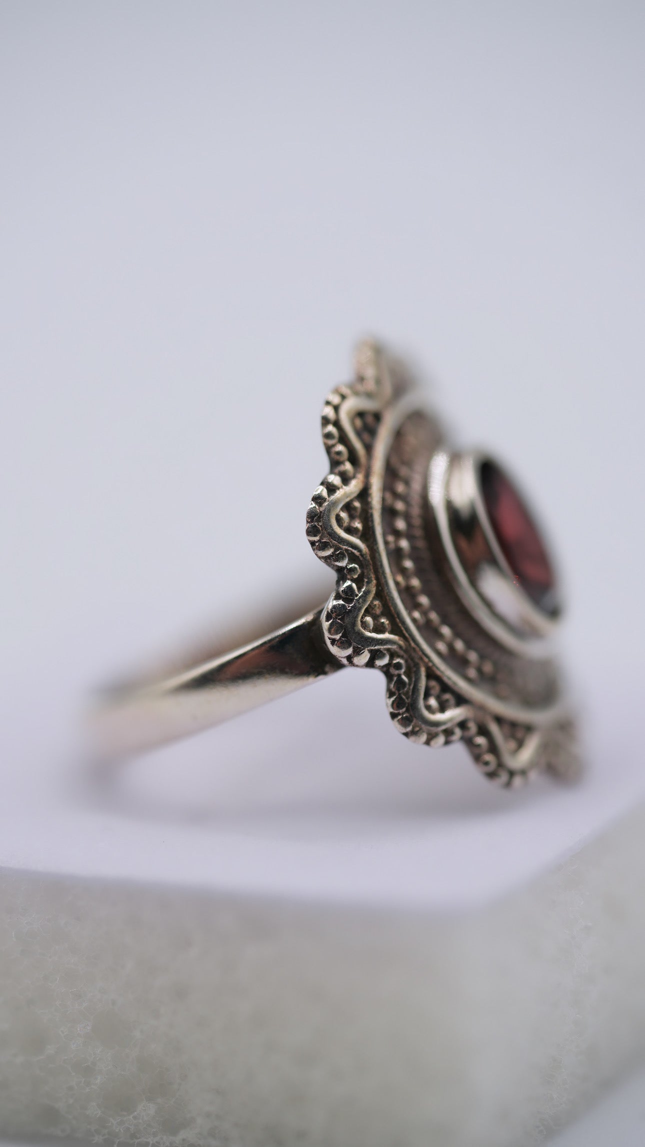 Red Garnet Silver Ring