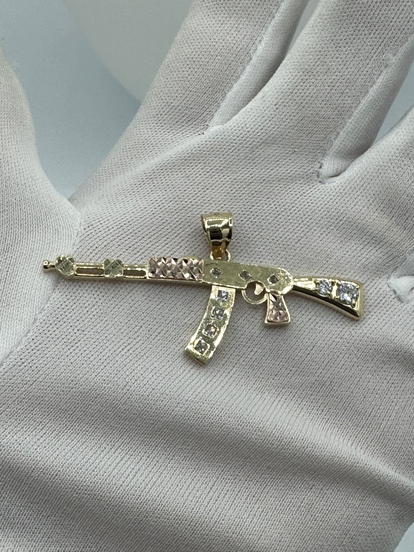 10k Two Tone Rose AK47 Pendant