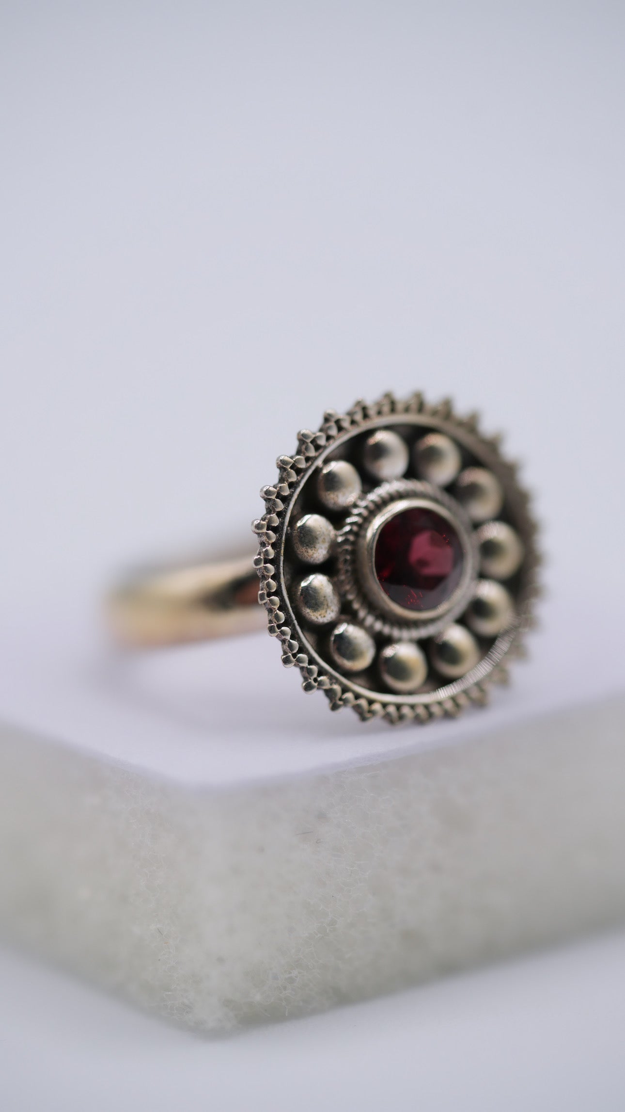 Red Garnet Silver Ring