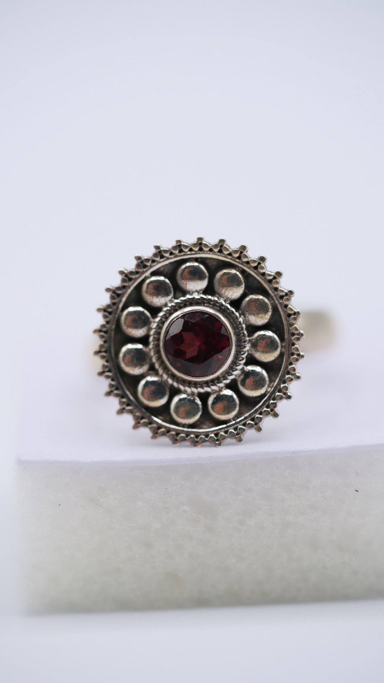 Red Garnet Silver Ring