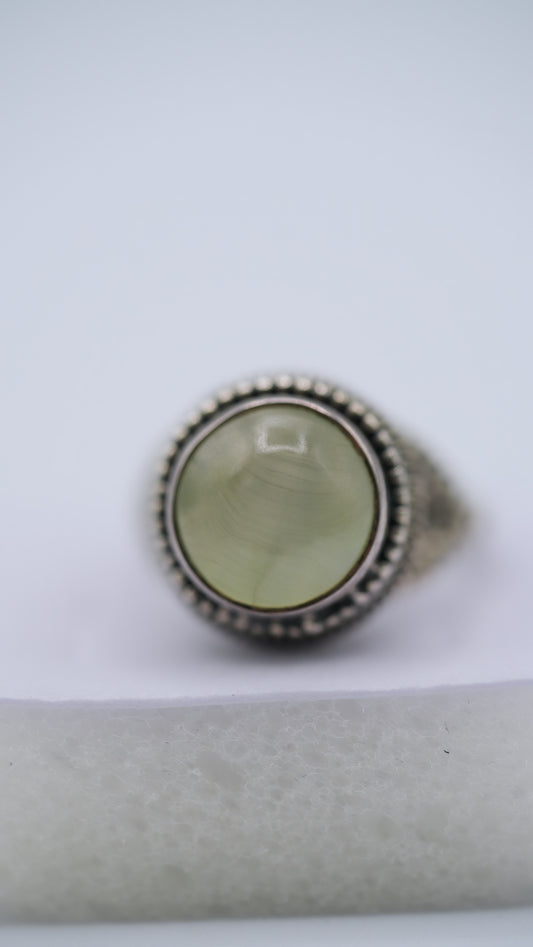 Green Phrenite Silver Ring