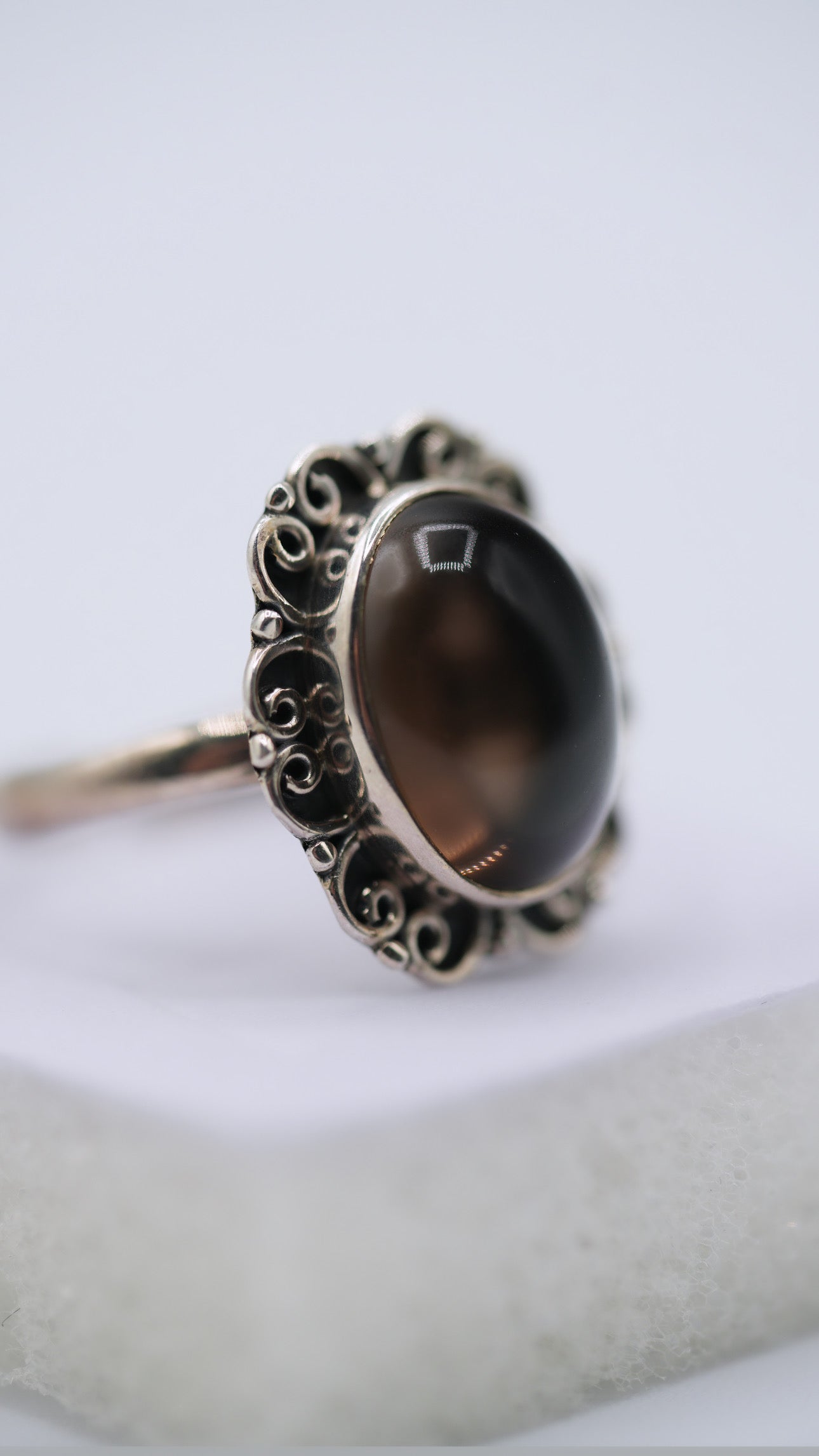 Smokey Quartz Silver Ring