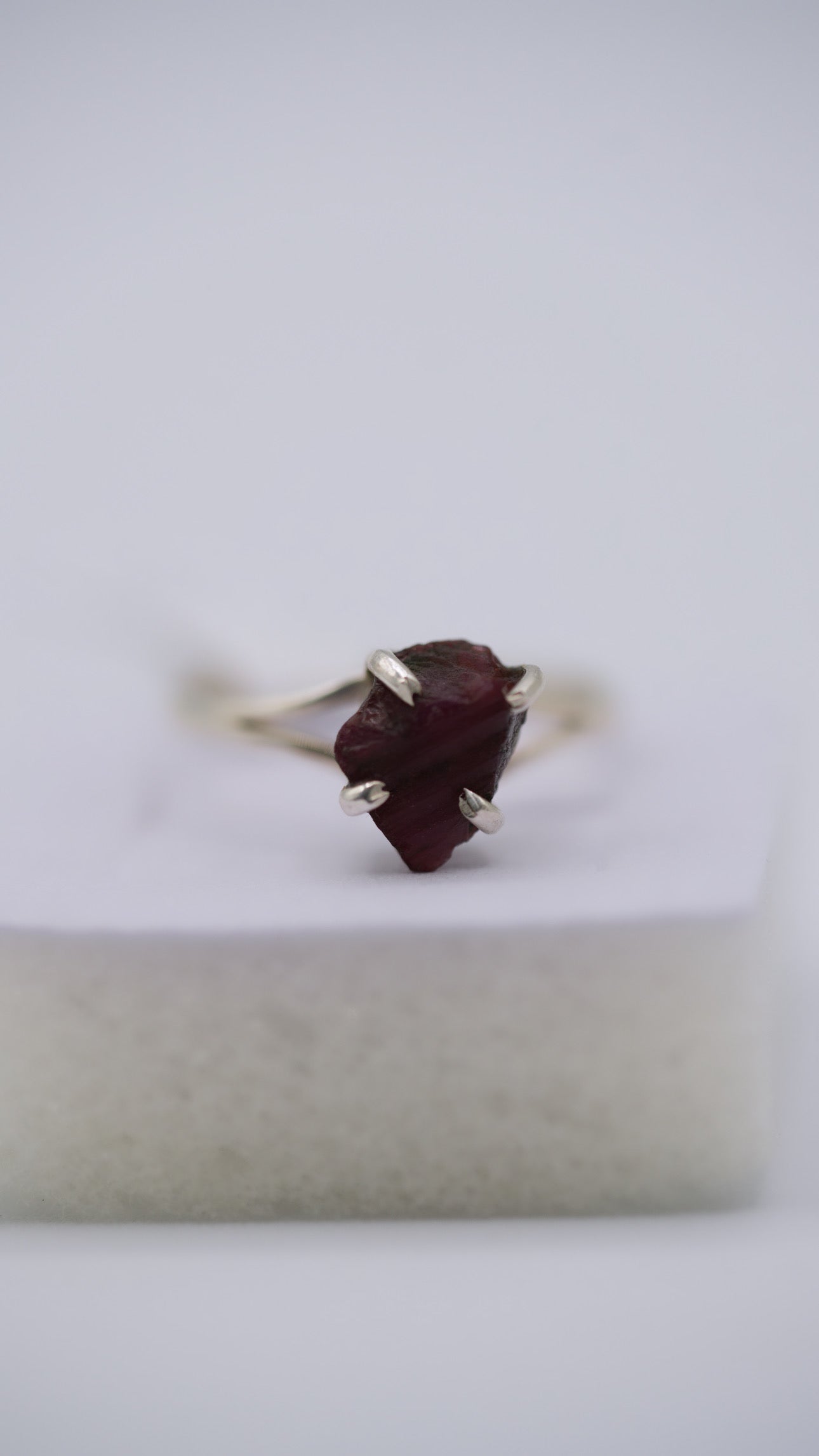 Red Garnet Silver Ring