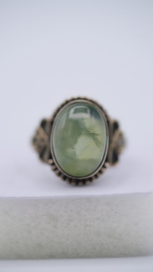 Green Phrenite Silver Ring