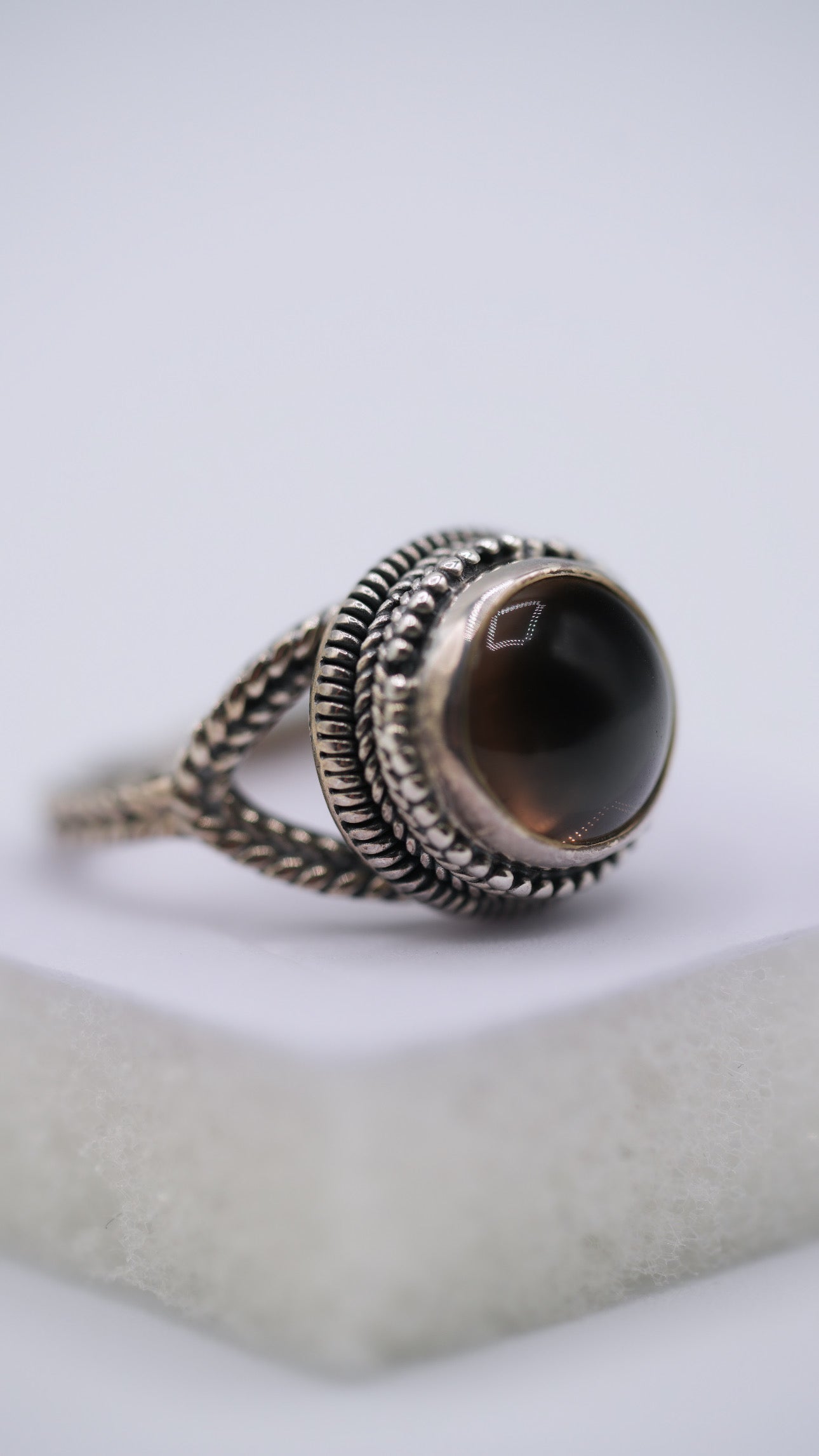 Smokey Quartz Silver Ring