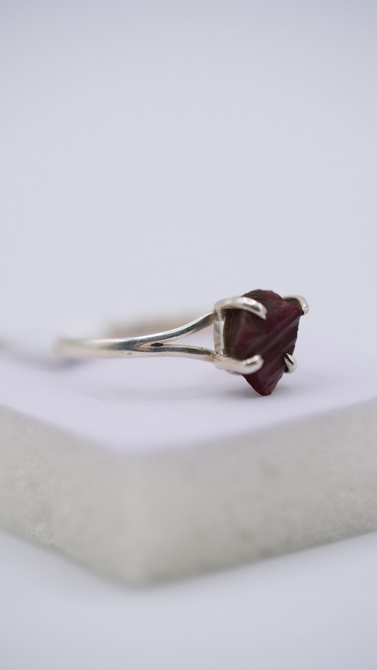 Red Garnet Silver Ring