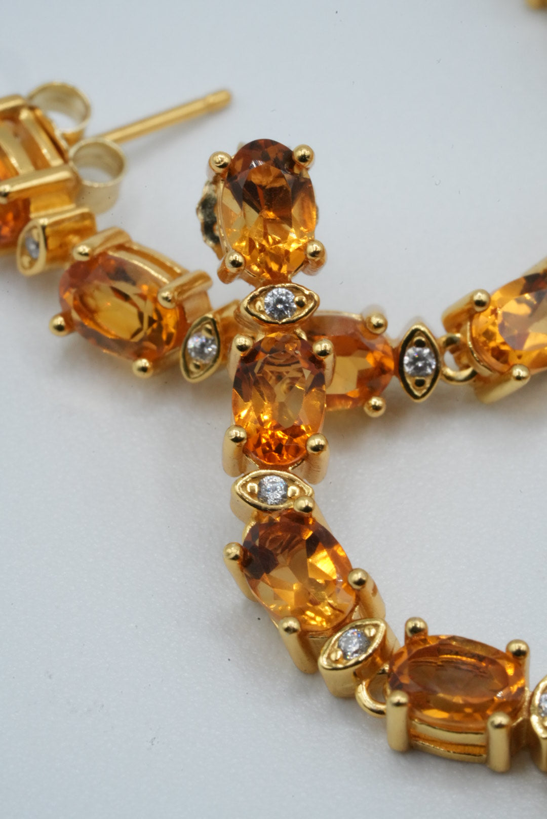 Citrine and White Topaz Silver Tennis Set