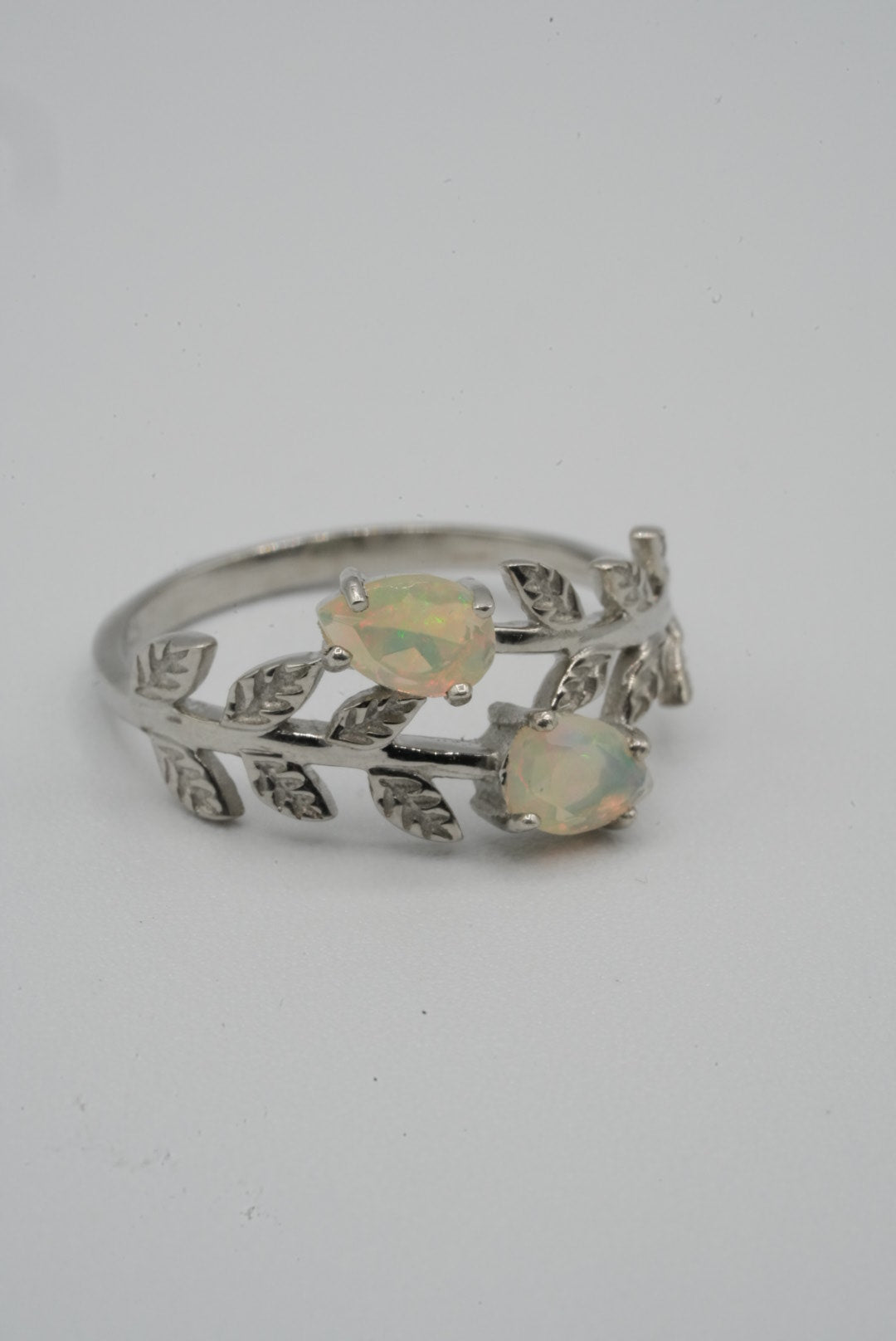 Opal & White Topaz Silver Ring