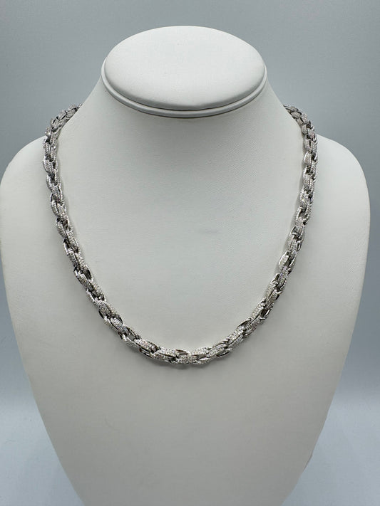 20” 6mm 16.8ctw Moissanite Bustdown Silver Rope