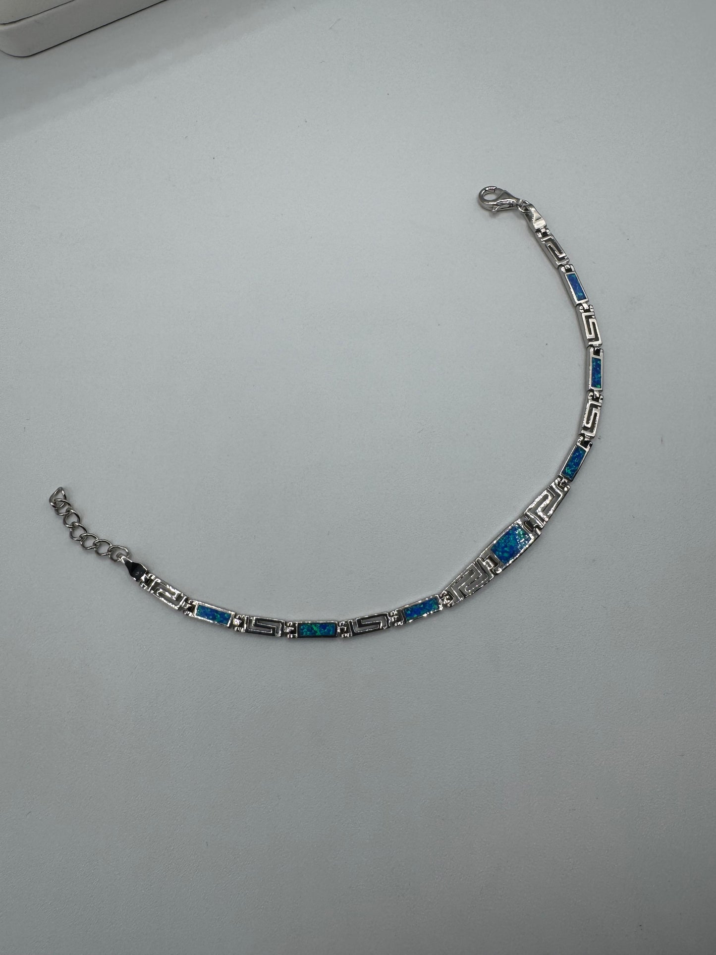 Blue Opal Adjustable Silver Bracelet