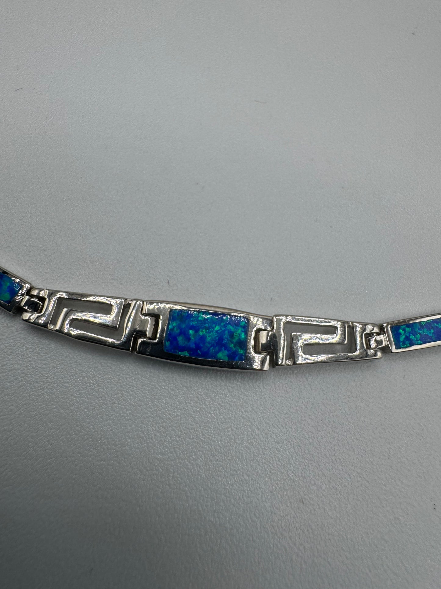 Blue Opal Adjustable Silver Bracelet