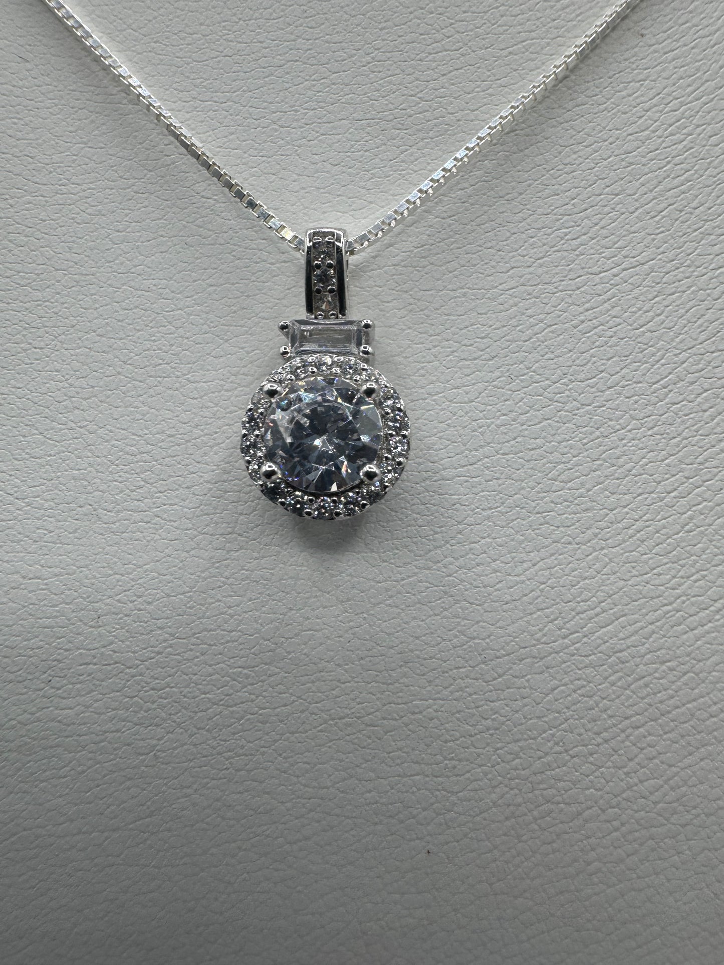 CZ Silver Pendant Necklace