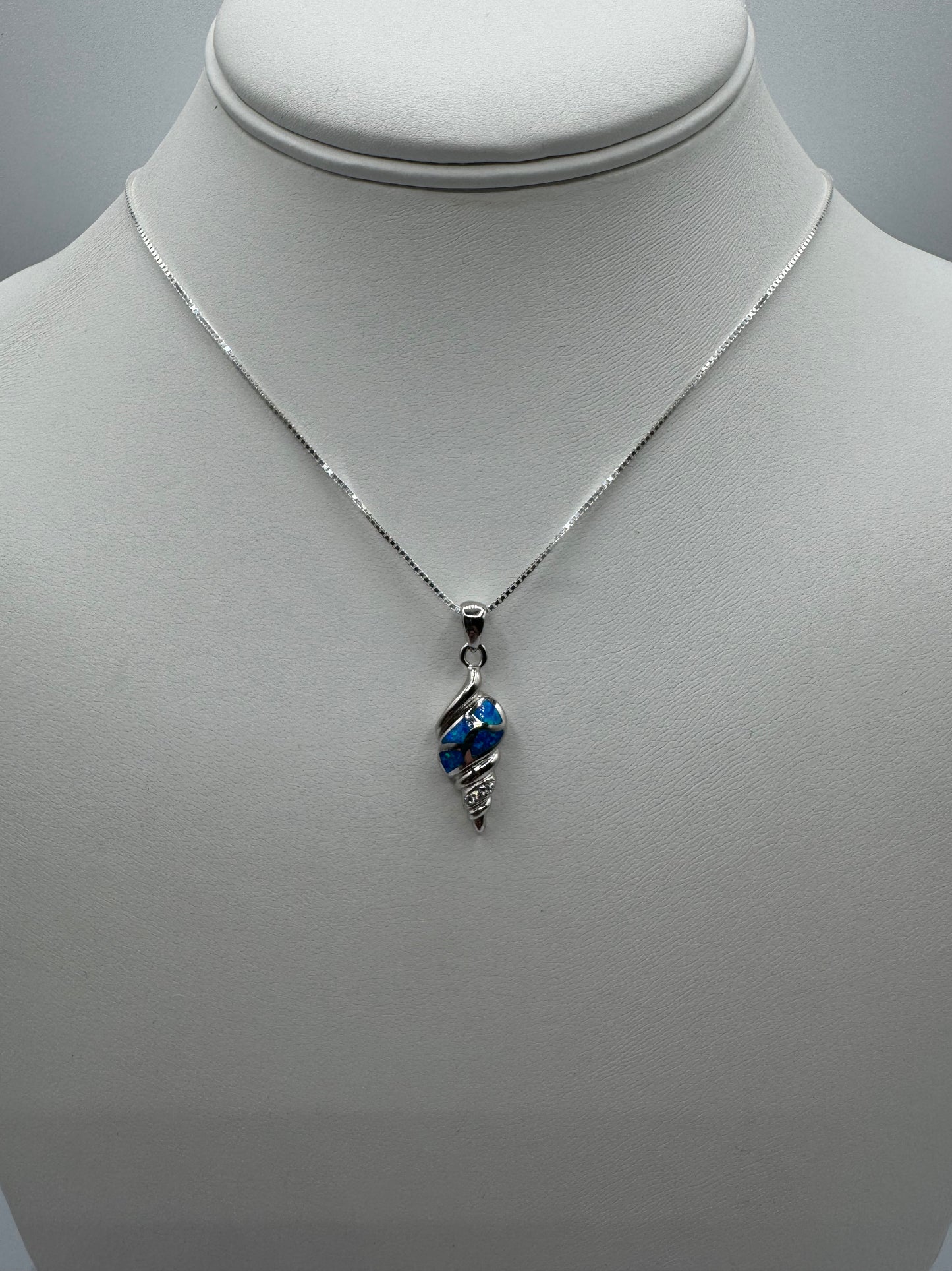 Blue Opal Seashell Pendant and Necklace