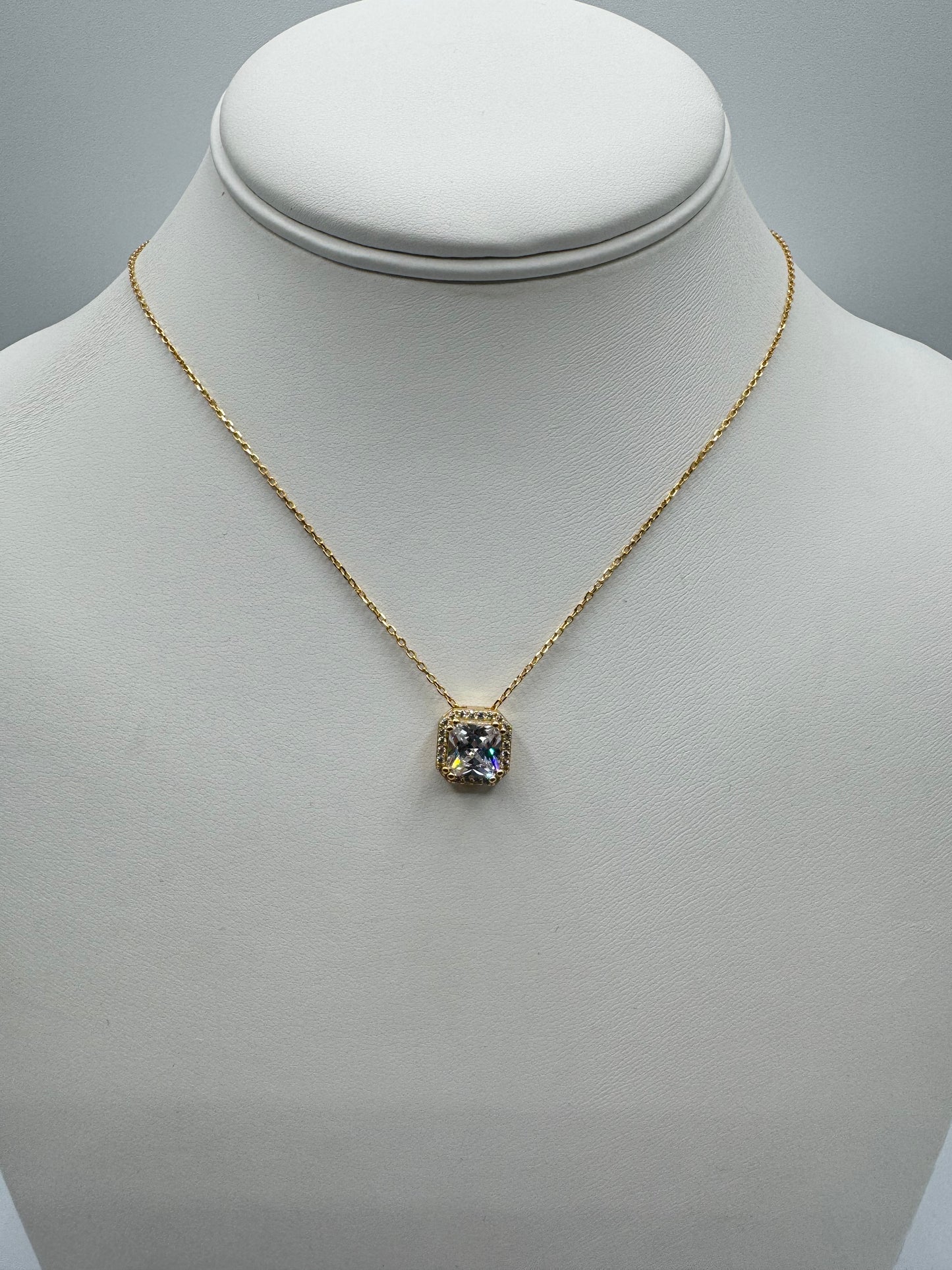 Gold Plated Silver CZ Pendant and Necklace