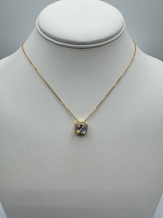 Gold Plated Silver CZ Pendant and Necklace