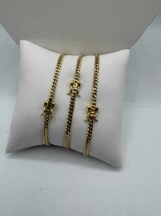7” 3mm 10k Cuban Bracelet
