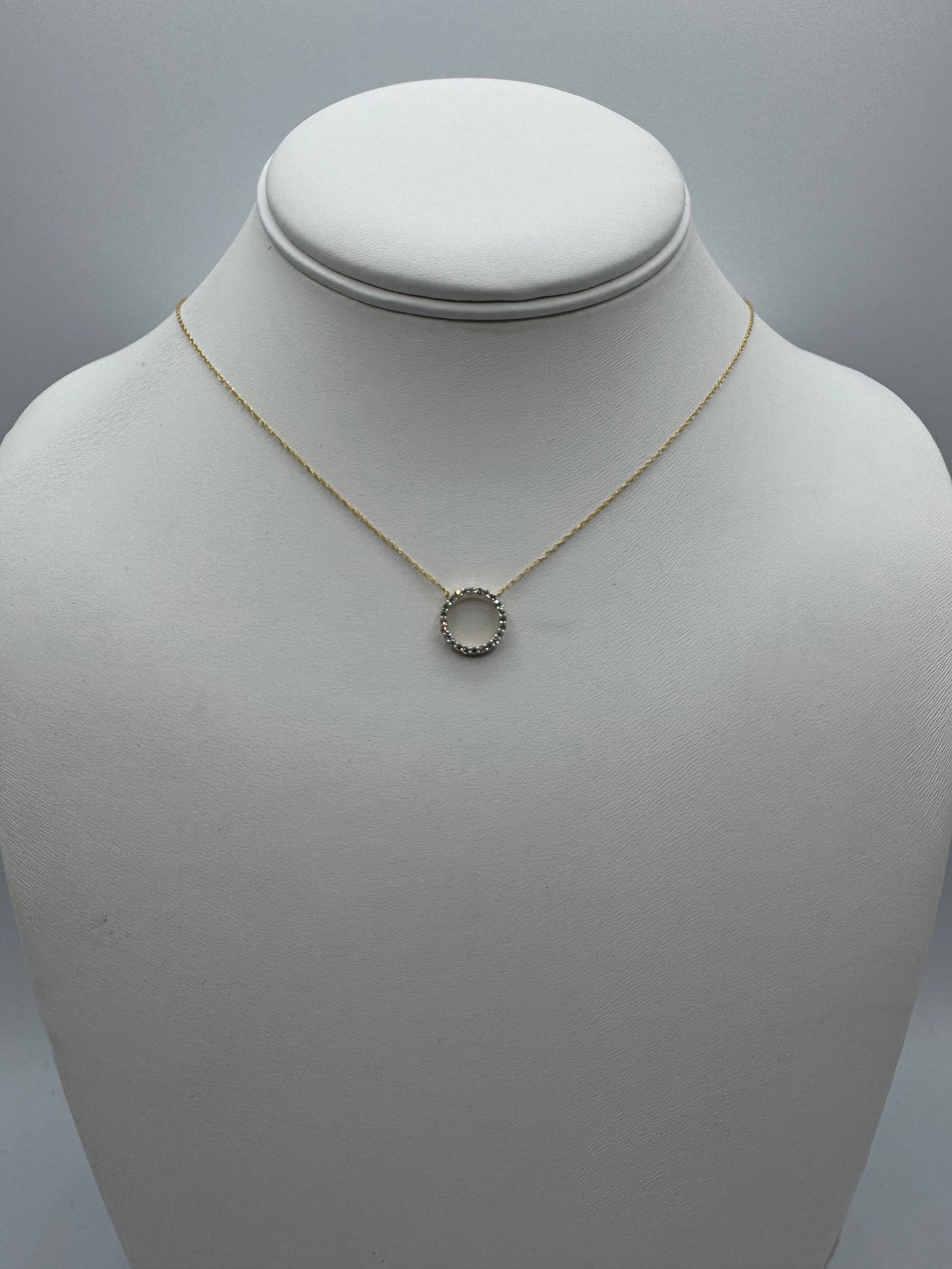 14k .2ctw Nat Diamond Circle Pendant w/ Chain