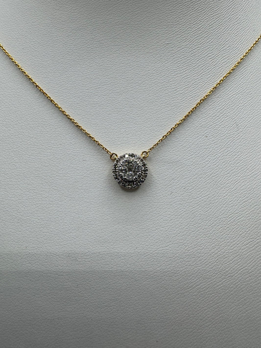 14k .35ctw Nat Diamond Halo Pendant w/ Chain