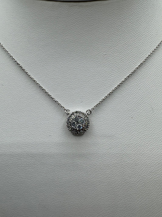 14k .35ctw Nat Diamond Halo Pendant w/ Chain