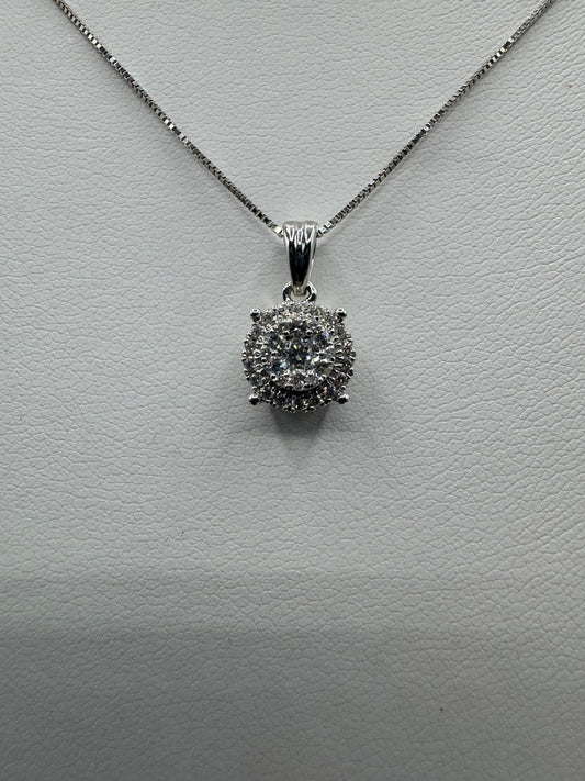 14k .25ct WG Nat Diamond Pendant w/ Chain