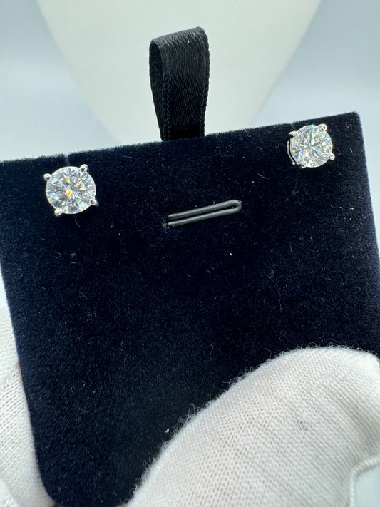 2.1ctw VS1 E-F 14k White gold diamond stud screw back earrings