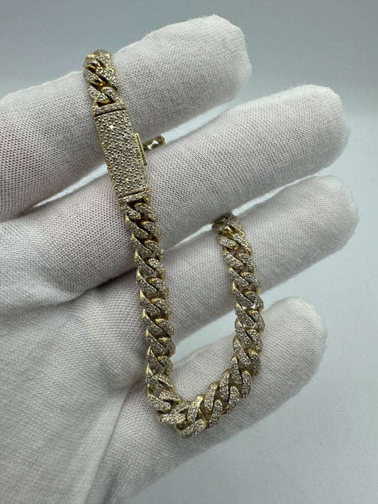 10k 7.5” 2.85ctw Nat Dia Bustdown Cuban bracelet