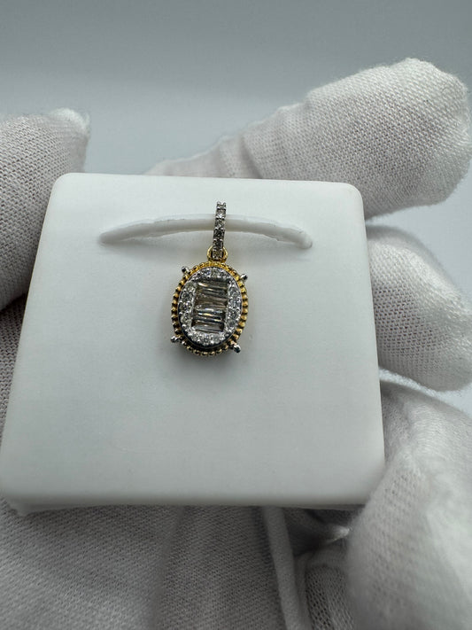 10k .24ctw nat diamond baguette pendant