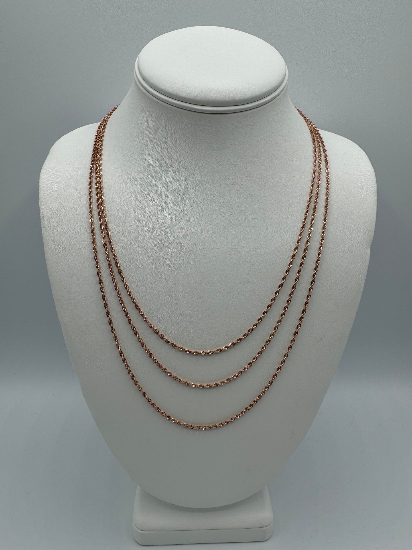 10k 2mm Rose Gold Laser Ropes