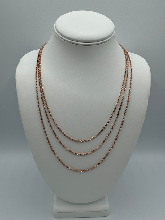 10k 2mm Rose Gold Laser Ropes