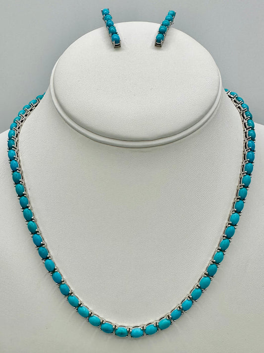 Turquoise silver necklace and earring set from Mumbai