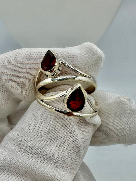 Red Garnet silver ring from Mumbai