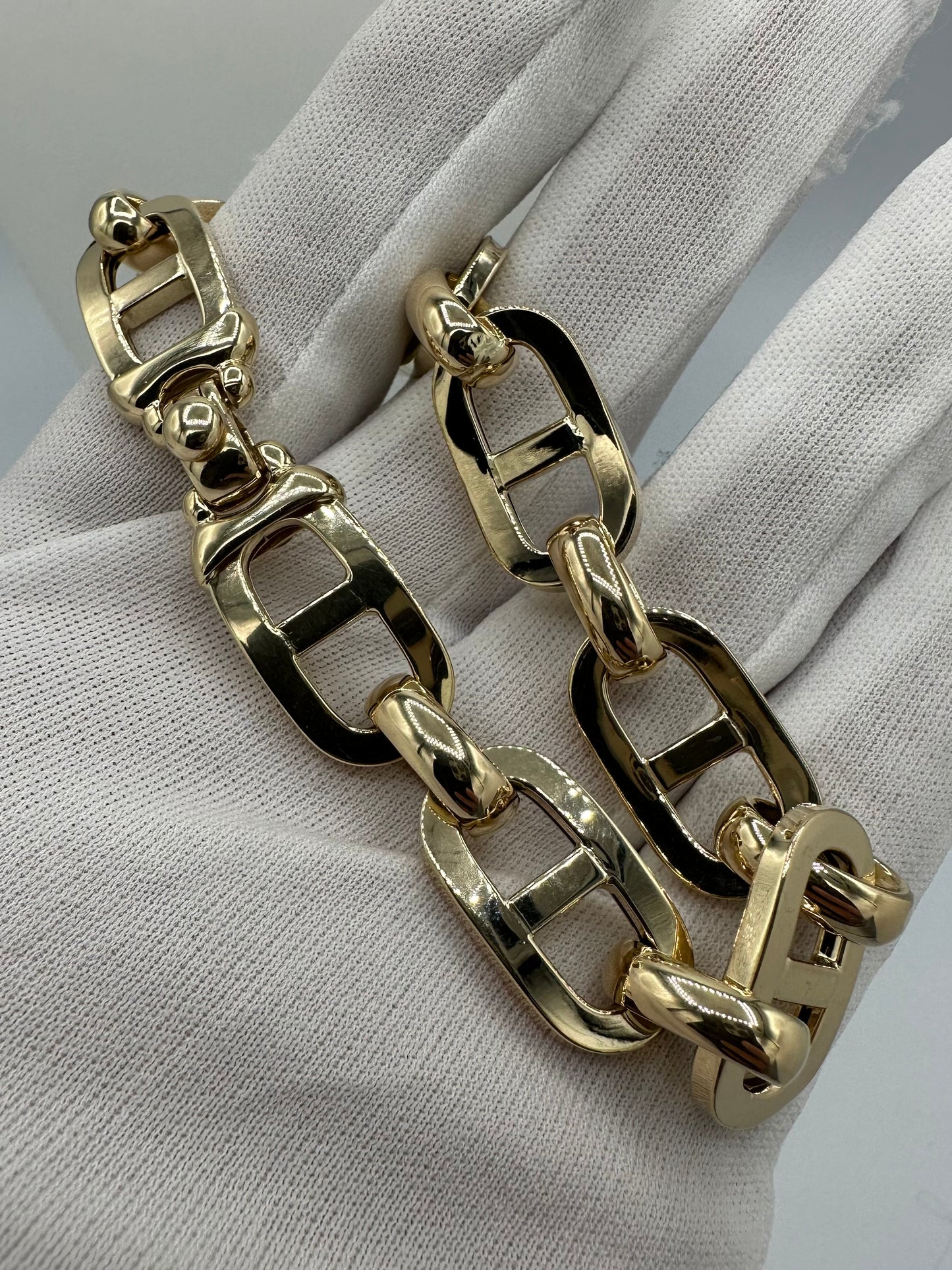 14k 8.5” 13mm Italian Unique Mariner Bracelet