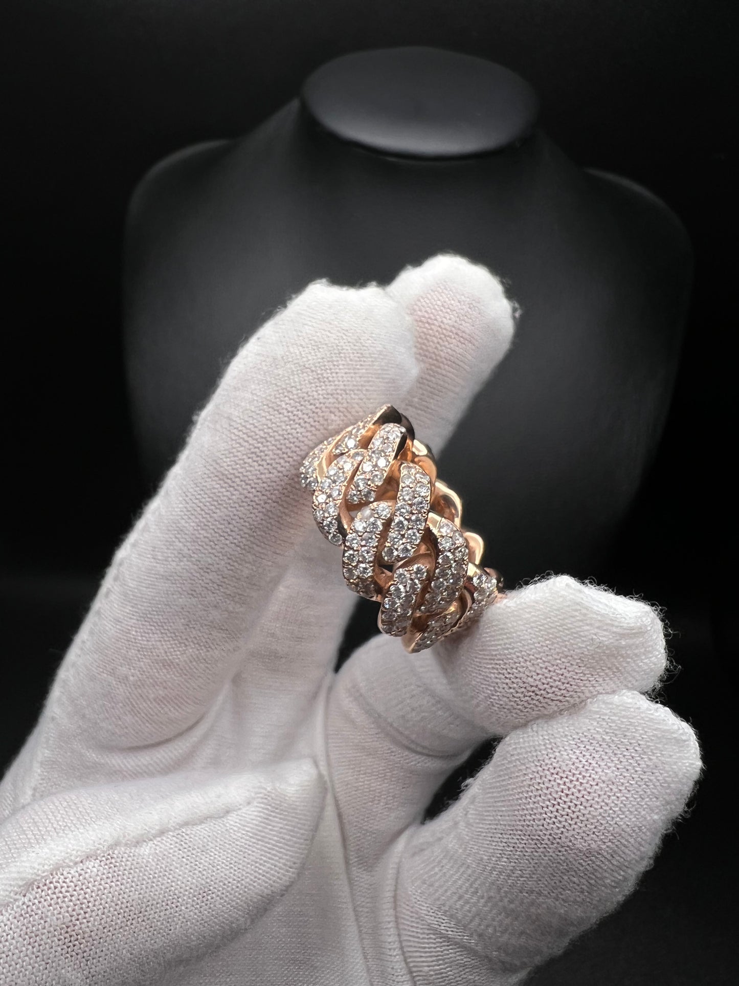 Custom made size 9.5 2.5ctw VVS 14kt Rose gold cuban ring