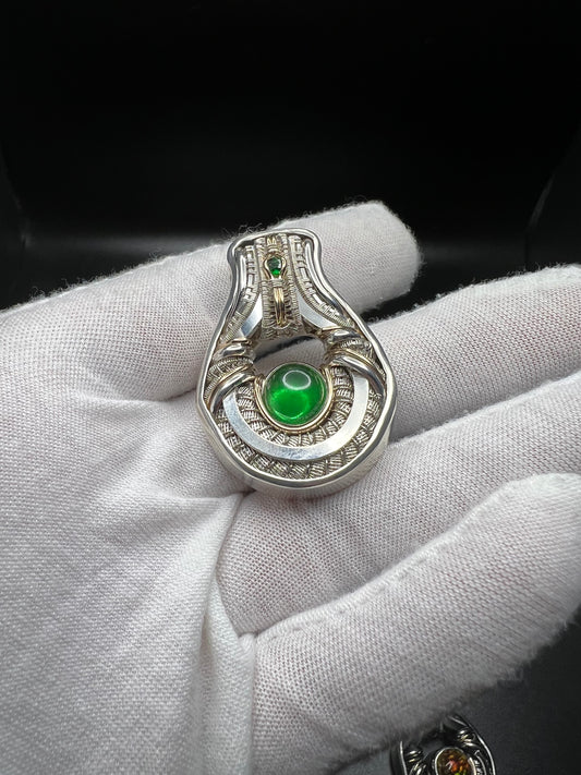 Tsavorite Garnet Silver Wrap Pendant