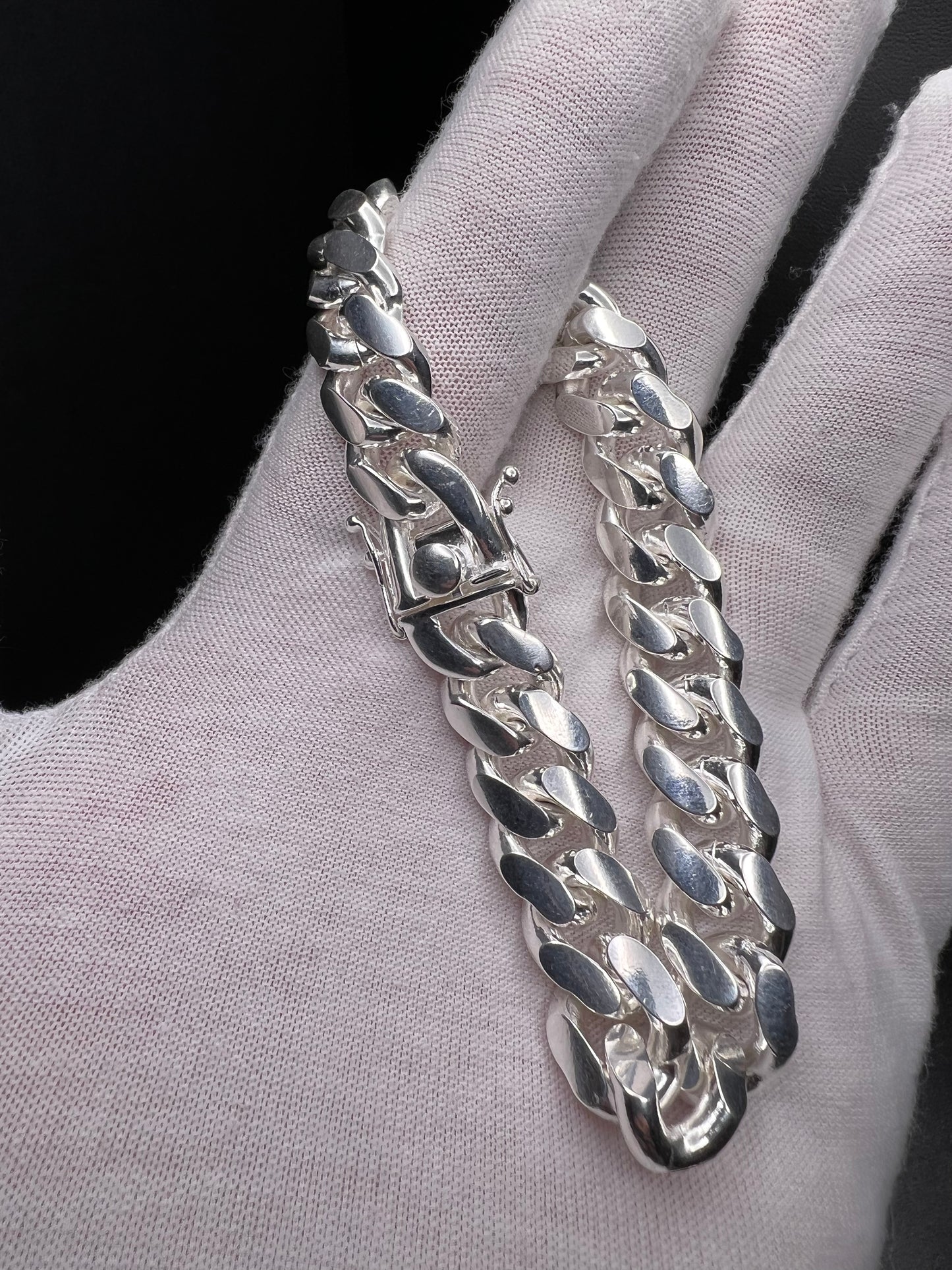 8” 12mm silver cuban bracelet