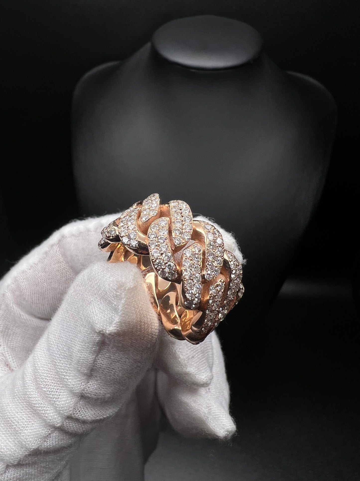 Moissanite Ring The Iced Cuban Link Ii Ring Double Row Iced Cuban