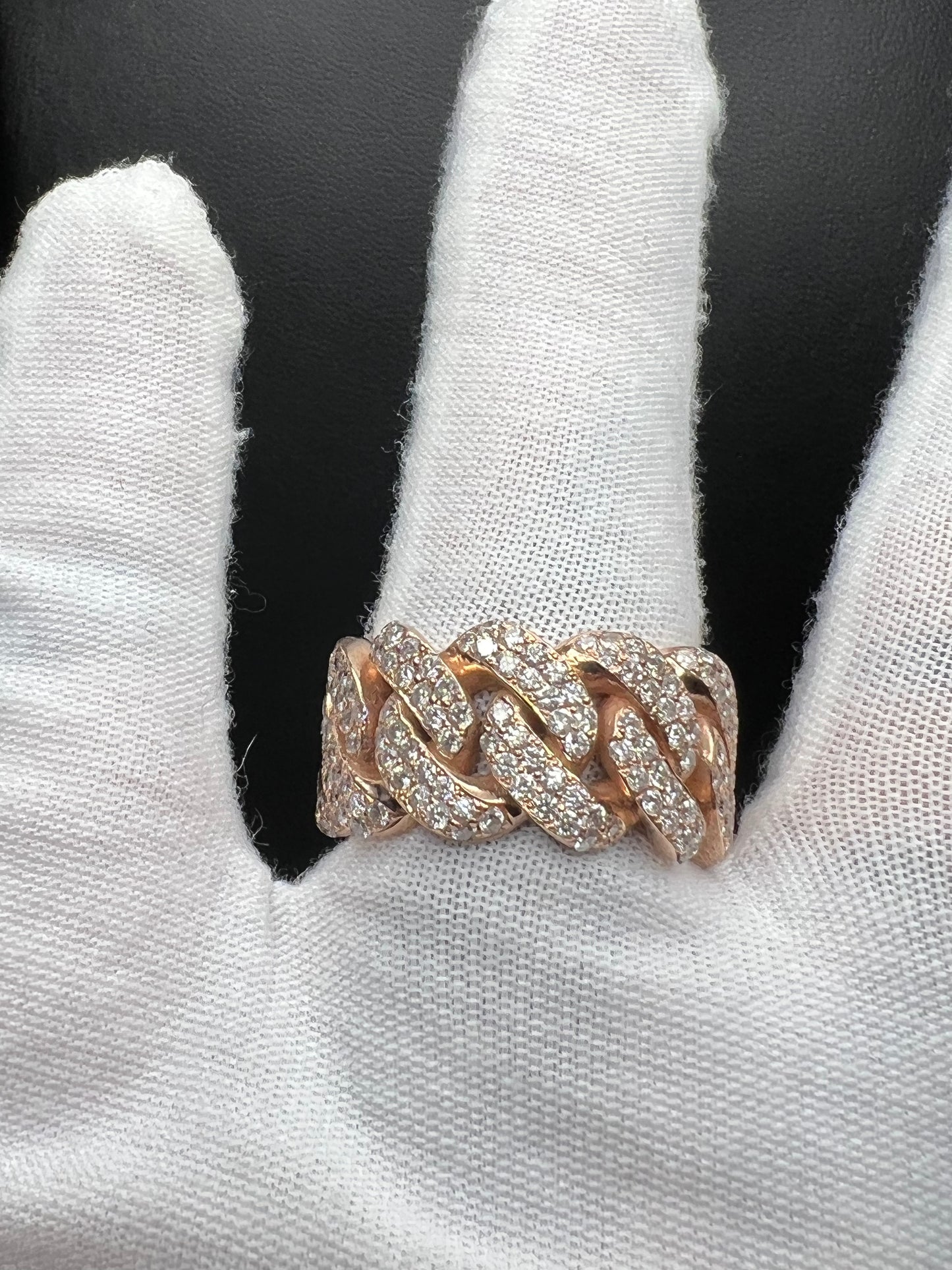 Custom made size 9.5 2.5ctw VVS 14kt Rose gold cuban ring