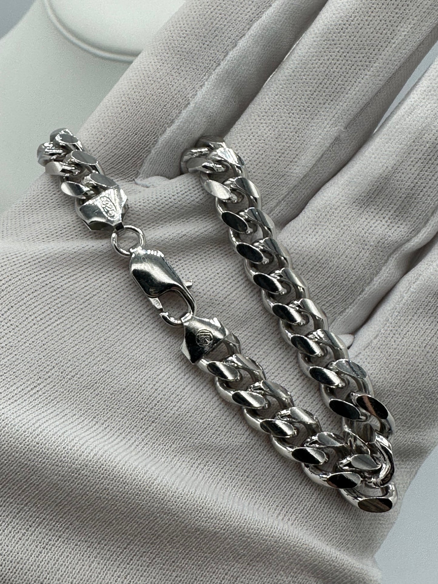 8” 8mm Silver Cuban Bracelet